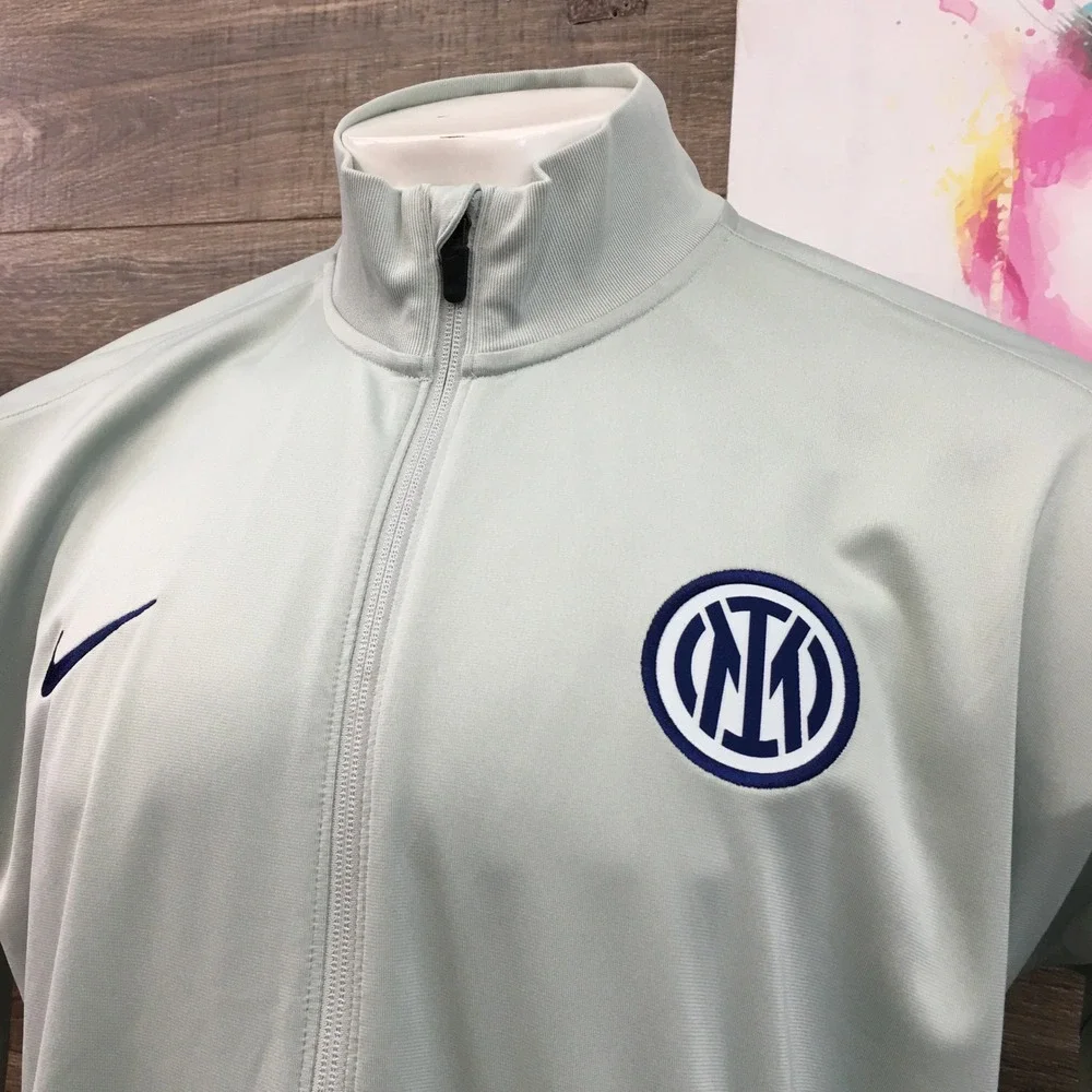 Nike Inter Milan Soccer Track Jacket Full Zip Mens XL Light Grey Dri-FIT‎